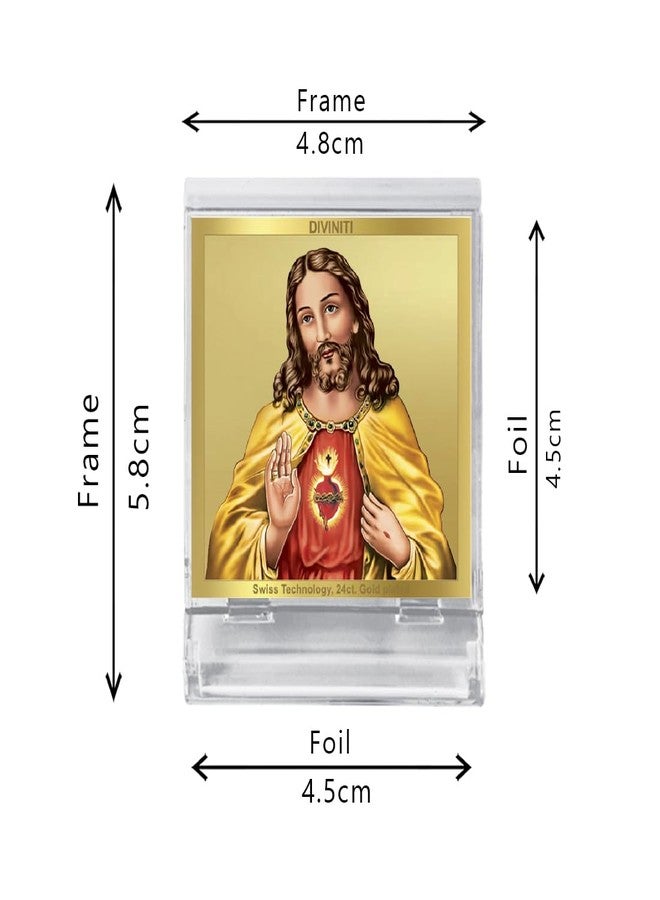 DIVINITI Jesus Christ Photo Frame for Car Dashboard, Car Idol, Table Decor|ACF 3A Acrylic Car Frame with 24K Gold Plated Foil|Religious Frame for Prayer and Gift (5.8X4.8 CM) - Image 2